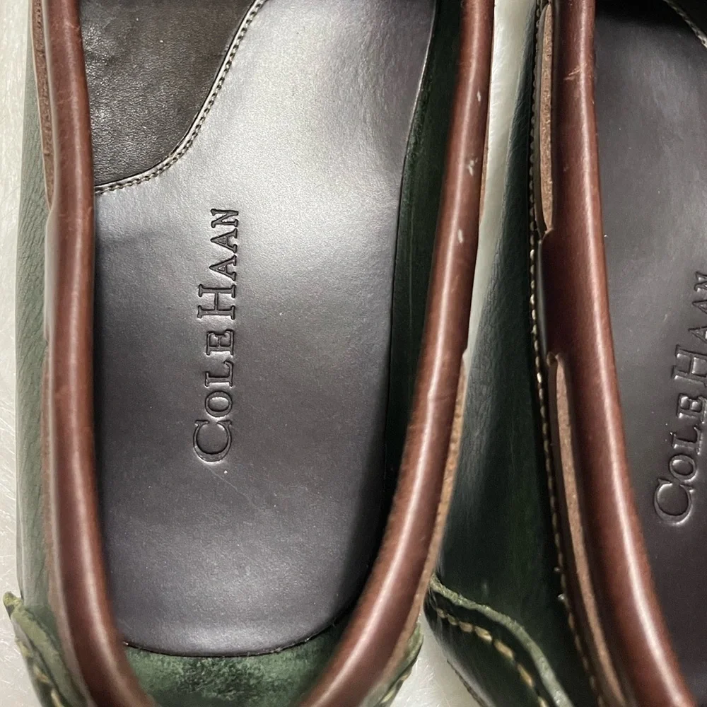 Vintage Cole Haan Green Brown Leather Dress Loafers shoes